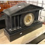 CORINTHIAN COLUMN SLATE MANTLE CLOCK - 28.5 CMS (H) APPROX