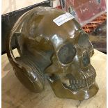 BRASS SKULL WITH HEADPHONES