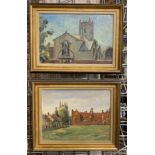 GEORGE H.BUCKINGHAM HOLLAND - TWO OILS ON BOARD - LONG MELFORD & OVERSTONE CHURCH,