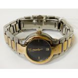 LADIES GUCCI STAINLESS STEEL/GOLD PLATED WRISTWATCH (NEW BATTERY)