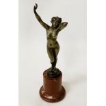 BRONZE NUDE FIGURINE ON MARBLE BASE - 19 CMS (H) APPROX