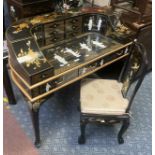 CHINESE LACQUERED DESK & CHAIR