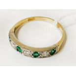 18CT GOLD PLATINUM EMERALD & DIAMOND RING SIZE P/Q - 2.8 GRAMS APPROX