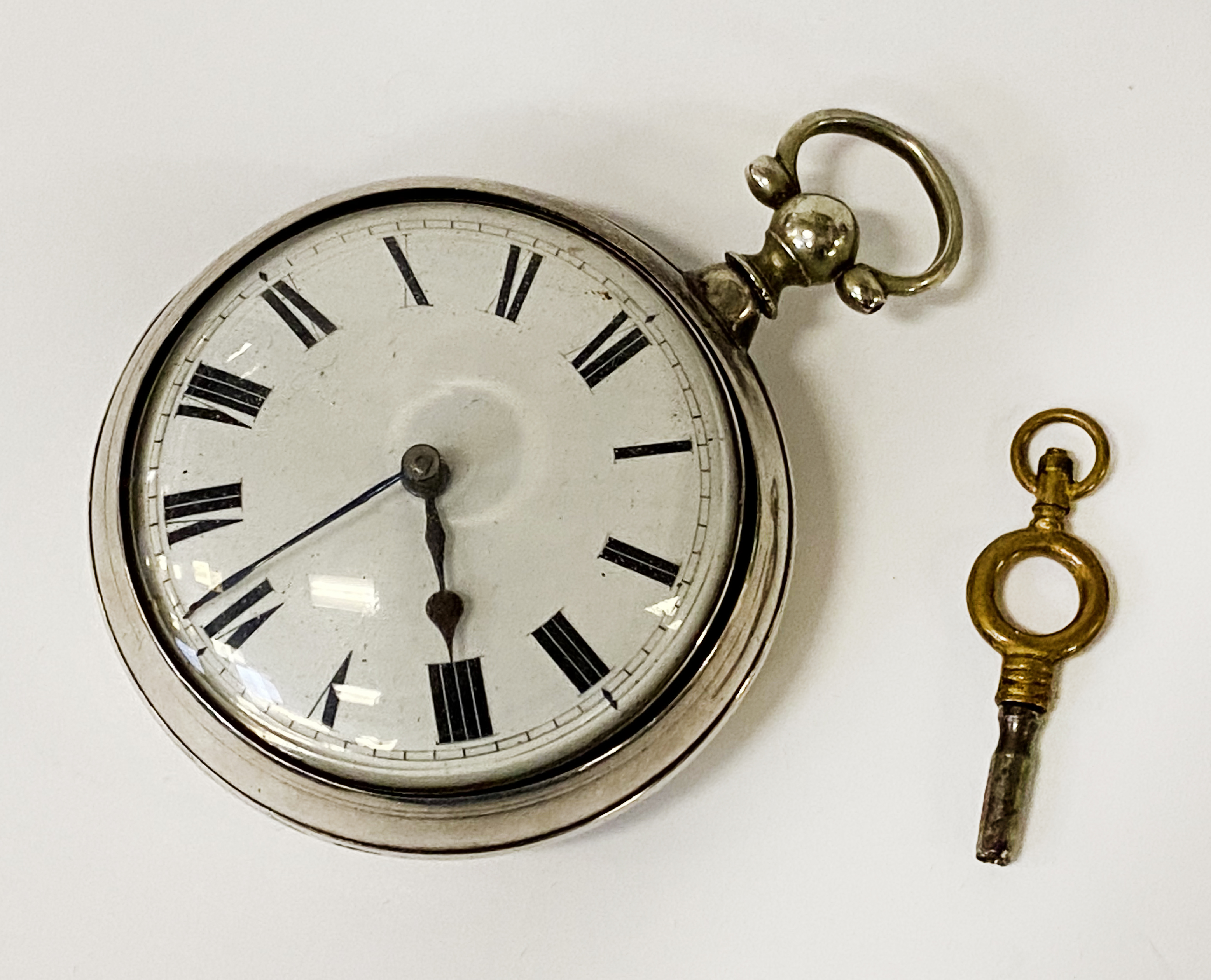 HM SILVER CASED POCKET WATCH BY SOLOMAN LEVY OF DEAL - NUMBER ARE MARKED ON THE CASE