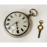 HM SILVER CASED POCKET WATCH BY SOLOMAN LEVY OF DEAL - NUMBER ARE MARKED ON THE CASE