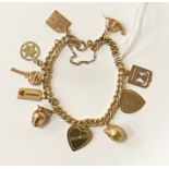 9CT GOLD BRACELET WITH MIXED GOLD CHARMS - 21 GRAMS APPROX