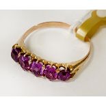 FIVE STONE GOLD RING - SIZE O/P - 2.5 GRAMS APPROX