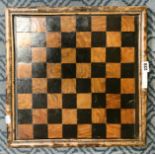 19THC CHESS / GAMES BOARD WITH BAMBOO EDGE