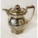 LARGE SILVER H/M TEAPOT - GEORGIAN 32.6OZS APPROX - 22.5 CMS (H)