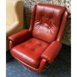 RED LEATHER SWIVEL CHAIR