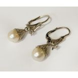 PAIR OF 18 CARAT WHITE GOLD & PEARL EARRINGS - 5.3 GRAMS APPROX