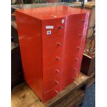 RED LACQUERED 5 DRAWER CHEST