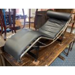 LE CORBUSIER STYLE LC4 CHAISE LONGUE IN BLACK LEATHER