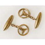 PAIR OF 9CT GOLD MERCEDES CUFFLINKS - 5.6 GRAMS APPROX