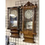 JOHN BENNETT WARRANTED MARQUETRY HANGING CLOCK A/F WITH ANOTHER MARQUETRY CLOCK