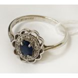 18 CT. WHITE GOLD SAPPHIRE RING SIZE M/N - 2.8 GRAMS APPROX
