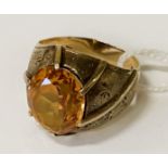 9 CARAT GOLD CITRINE RING 5.3 GRAMS SIZE N