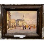 OIL ON BOARD FRENCH HARBOUR SCENE SIGNED JOHN LAWRENCE - 18 X 23.5 CMS APPROX INNER FRAME