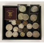 SELECTION OF VARIOUS EARLY COINS INCL. SOME SILVER - US DOLLAR 1886, HALF CROWN 1900 VICTORIA (