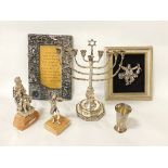 COLLECTION OF SILVER PLATED JEWISH RELATED ITEMS