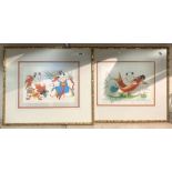 PAIR OF CHINESE PICTURES 25CMS (H) X 36CMS (W) PICTURE ONLY