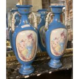 PAIR OF BLUE PORCELAIN VASES 44CMS (H) APPROX