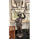 LARGE ART NOUVEAU STYLE CAVALIER FIGURE LAMP 106CMS (H) APPROX