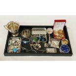 COLLECTION OF SILVER JEWELLERY & OTHER ITEMS