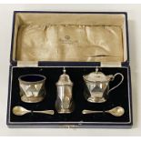 HM SILVER BOXED CRUET SET