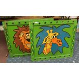 THREE ORIGINAL FAIRGROUND NOAHS ARK PANELS