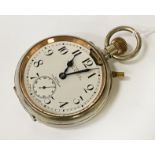 OPEN FACE LARGE GOLIATH POCKET WATCH BY J.C VICKERY PATENT NO 10292 - 6 CMS FACE APPROX