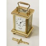 CARRIAGE CLOCK WITH KEY - MALLORY - BATH 9CMS (H) APPROX