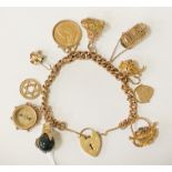9 CARAT GOLD CHARM BRACELET WITH A 1900 FULL SOVEREIGN ATTACHED 70.4 GRAMS (TOTAL WEIGHT APPROX)