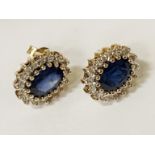 9CT SAPPHIRE & DIAMOND STUD EARRINGS