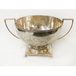 HM SILVER TWIN HANDLED TROPHY INSCRIBED P.A BAYMAN ESQ - APPROX 52 OZ 20.5CMS (H) APPROX