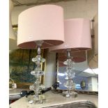PAIR OF CUT GLASS TABLE LAMPS 42CMS (H) APPROX