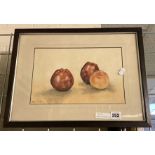 MIRIAN L ELLIS WATERCOLOUR OF STILL LIFE OF FRUIT 19CMS (H) X 29CMS (W) APPROX PIC ONLY