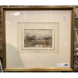 MYLES BIRKET FOSTER 1825 - 1899 12CMS X 17CMS INNER FRAME - WATERCOLOUR