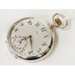 HM SILVER OPEN FACED OMEGA POCKET WATCH 43MM FACE