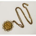 1902 FULL SOVEREIGN IN PENDANT & ON CHAIN 17.5 GRAMS APPROX TOTAL
