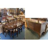 MAHOGANY DINING TABLE, 8 CHAIRS & SIDEBOARD