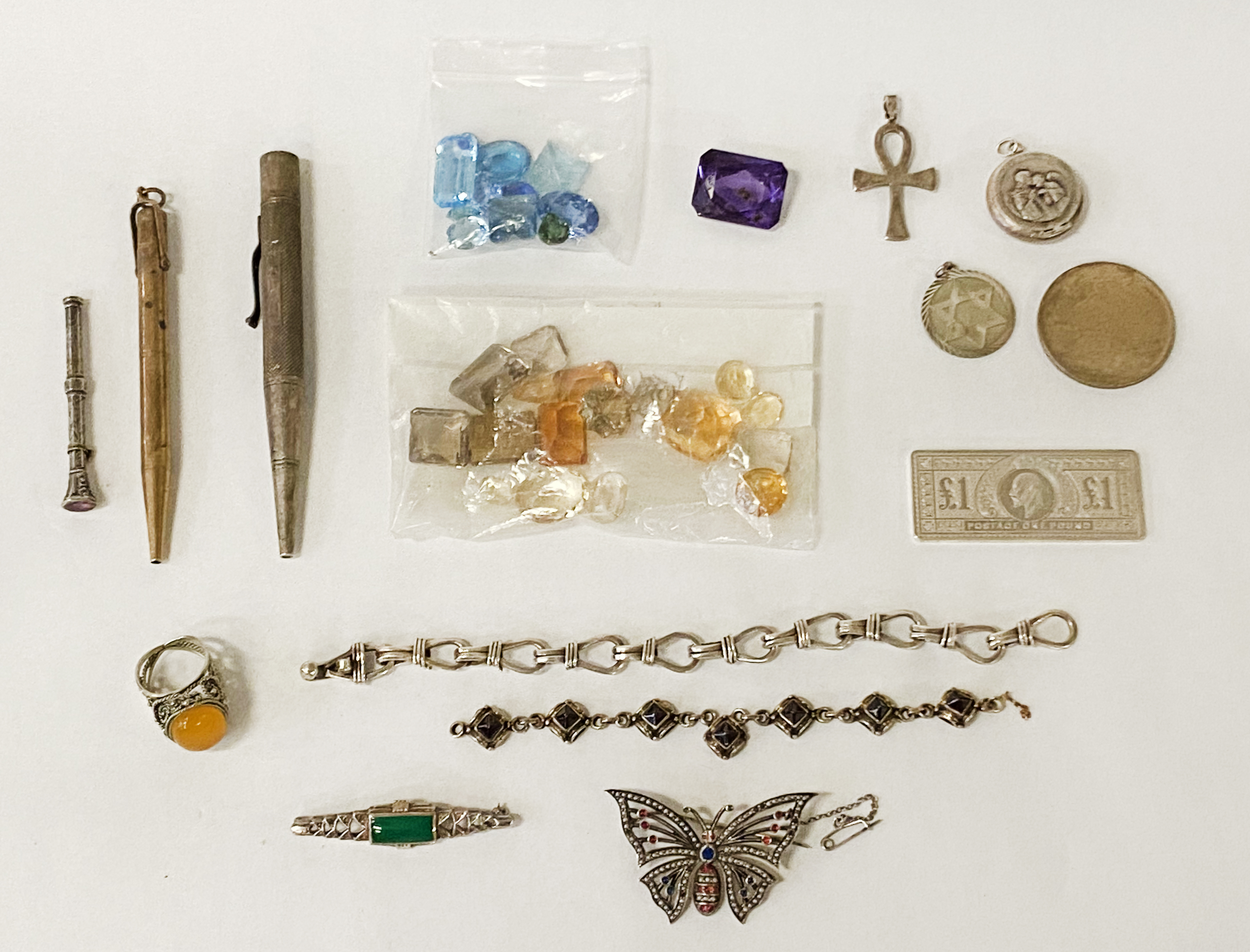 JEWELLERY / LOOSE STONES/ OTHER ITEMS, SOME SILVER