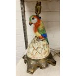 1930'S CERAMIC PARROT TABLE LAMP ON BRONZE BASE 43CMS (H) APPROX