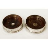PAIR OF HM SILVER COASTERS 12.5CMS (D)