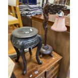 ORIENTAL TABLE LAMP & SMALL WINE TABLE