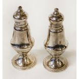 PAIR OF SILVER SALT & PEPPER POTS 11CMS (H) APPROX