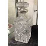 HM SILVER RIMMED DECANTER