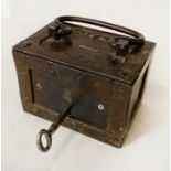 EARLY CAST IRON ''SAFE'' BOX WITH KEY