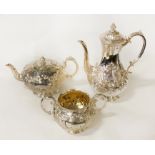 3 PIECE VICTORIAN SILVER TEASET - APPROX 60 OZ - BEAUTIFULLY CRAFTED SILVER