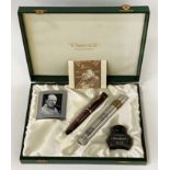 CONWAY STEWART CHURCHILL LTD EDITION FOUNTAIN PEN SET - UNUSED & COMPLETE WITH 18CT GOLD NIB